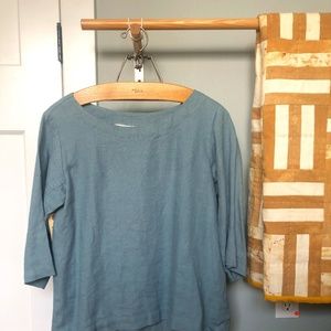 notPERFECTLINEN Fitted Linen 3/4 Sleeve Top